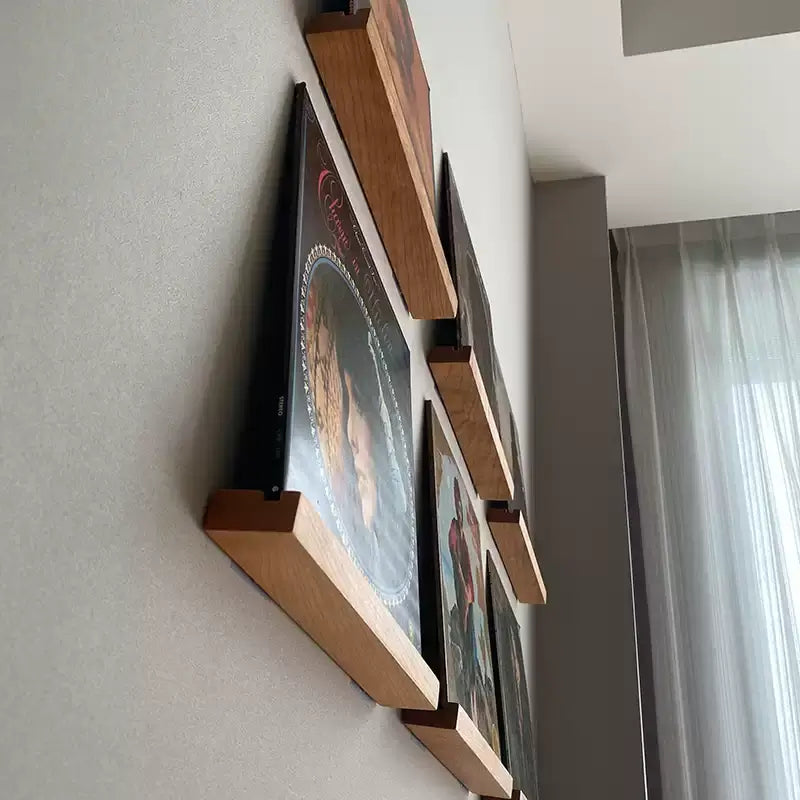Solid Wood Picture Ledge Shelf for Vinyl Records, Framed Art & Photo Display