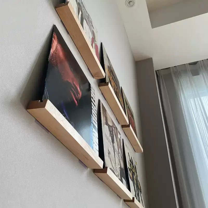 Solid Wood Picture Ledge Shelf for Vinyl Records, Framed Art & Photo Display