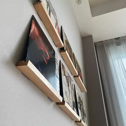 Solid Wood Picture Ledge Shelf for Vinyl Records, Framed Art & Photo Display