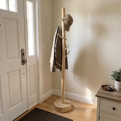 Solid Wood Tree Coat Rack
