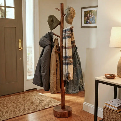 Solid Wood Tree Coat Rack