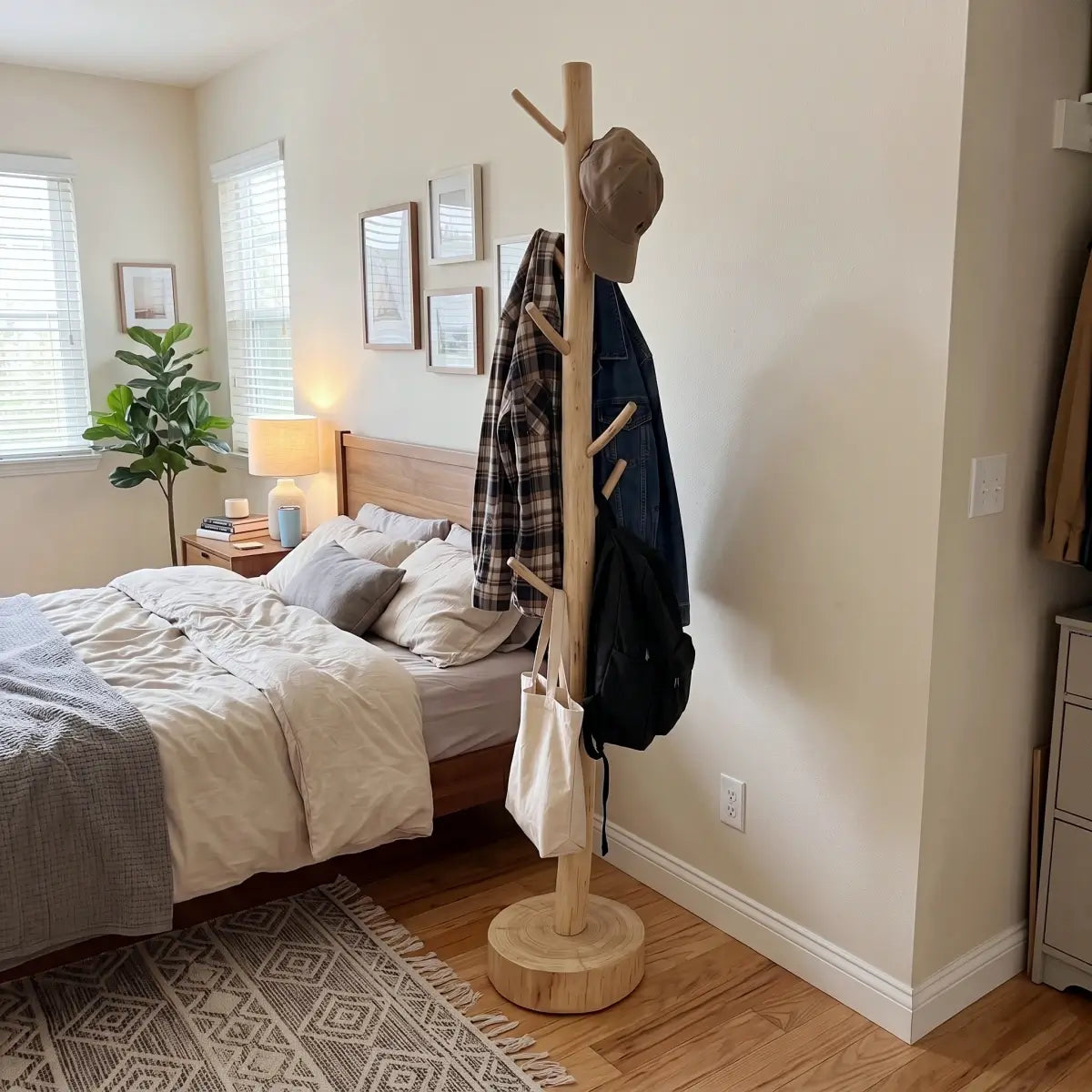 Solid Wood Tree Coat Rack