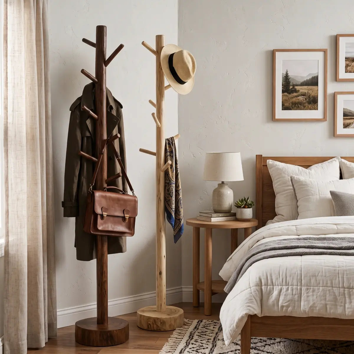 Solid Wood Tree Coat Rack