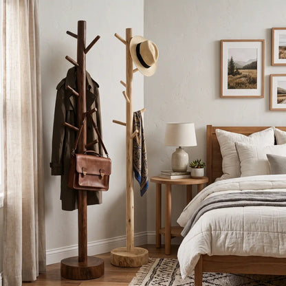 Solid Wood Tree Coat Rack