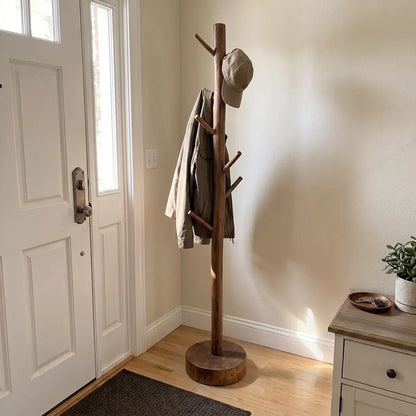 Solid Wood Tree Coat Rack