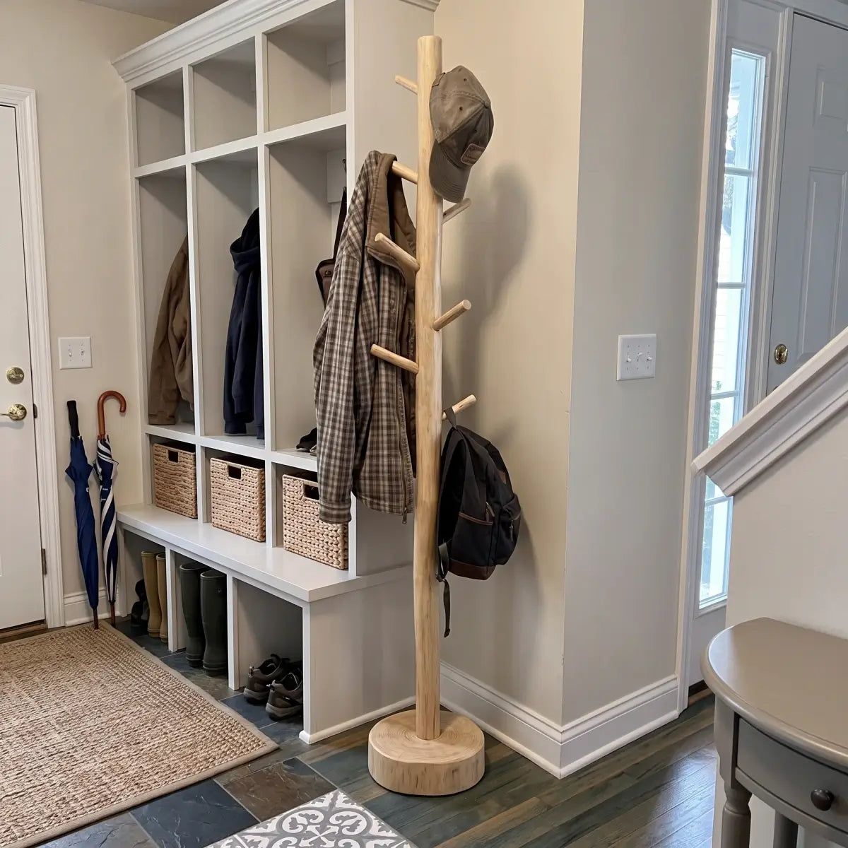 Solid Wood Tree Coat Rack