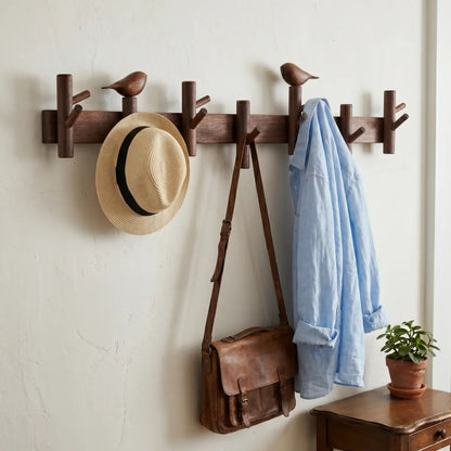 Solid Walnut Bird Wall Hook Rack