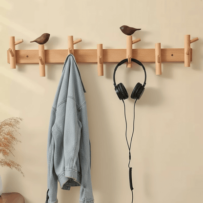 Solid Walnut Bird Wall Hook Rack