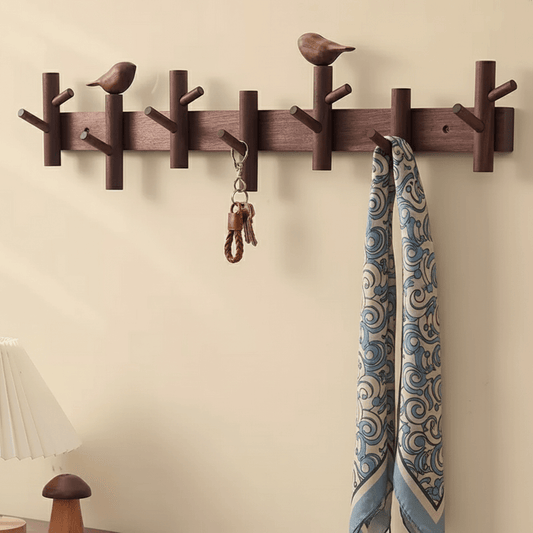 Solid Walnut Bird Wall Hook Rack