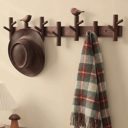 Solid Walnut Bird Wall Hook Rack