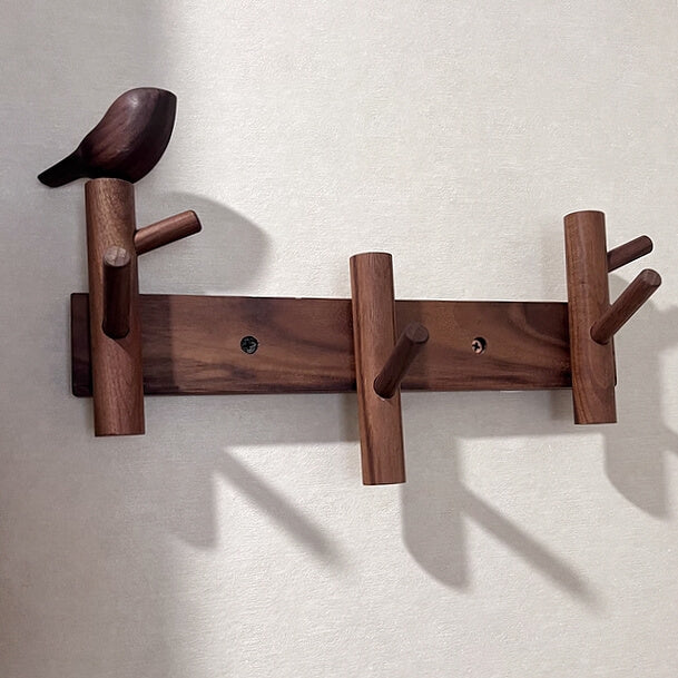 Solid Walnut Bird Wall Hook Rack