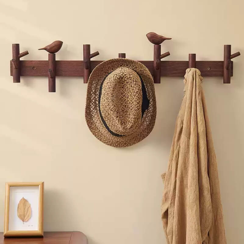 Solid Walnut Bird Wall Hook Rack