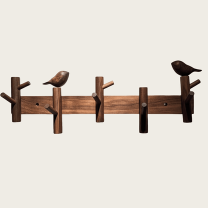 Solid Walnut Bird Wall Hook Rack