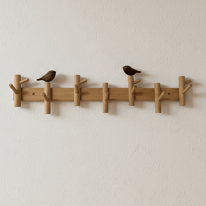 Solid Walnut Bird Wall Hook Rack