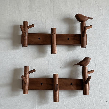 Solid Walnut Bird Wall Hook Rack
