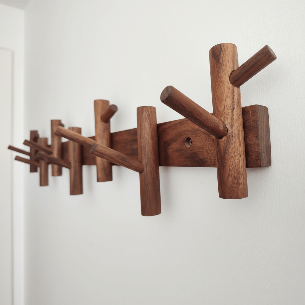 Solid Walnut Bird Wall Hook Rack