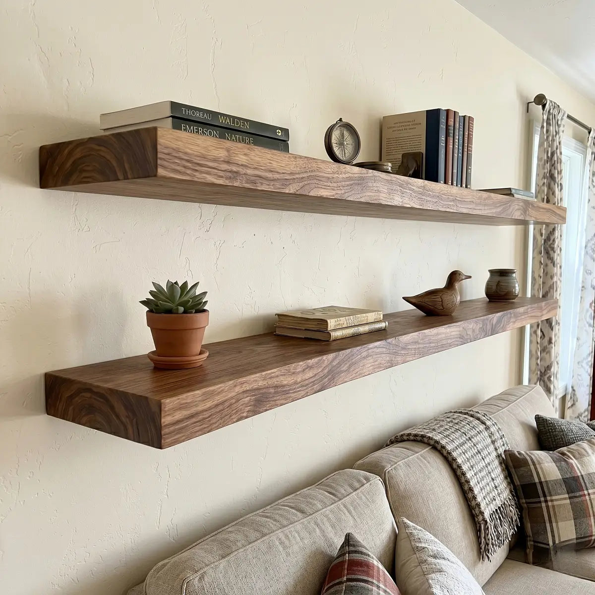 Solid Wood Floating Shelf – Live Edge or Straight Edge