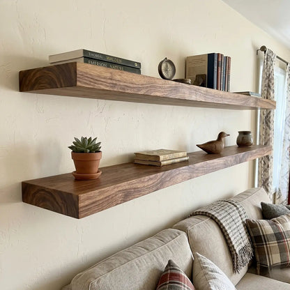 Solid Wood Floating Shelf – Live Edge or Straight Edge