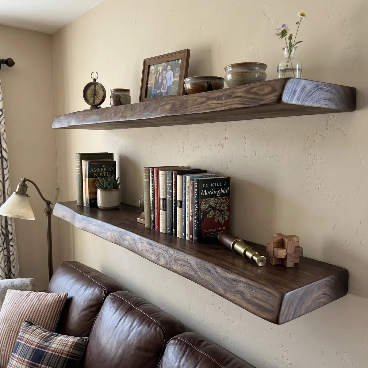 Solid Wood Floating Shelf – Live Edge or Straight Edge