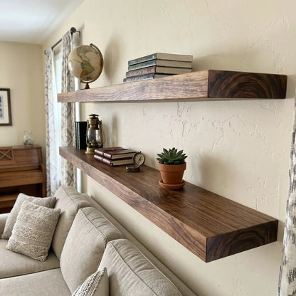 Solid Wood Floating Shelf – Live Edge or Straight Edge