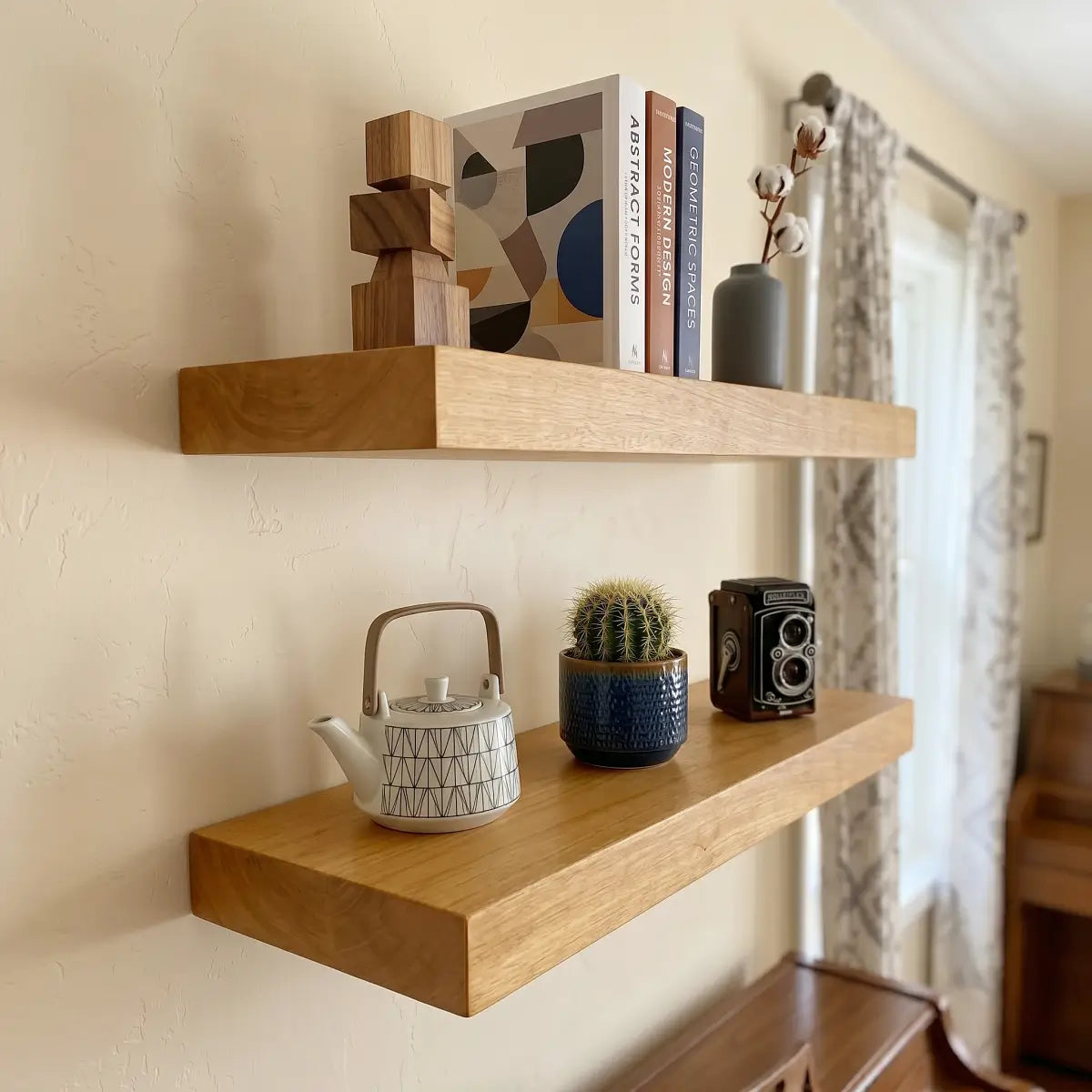 Solid Wood Straight Edge Floating Shelf
