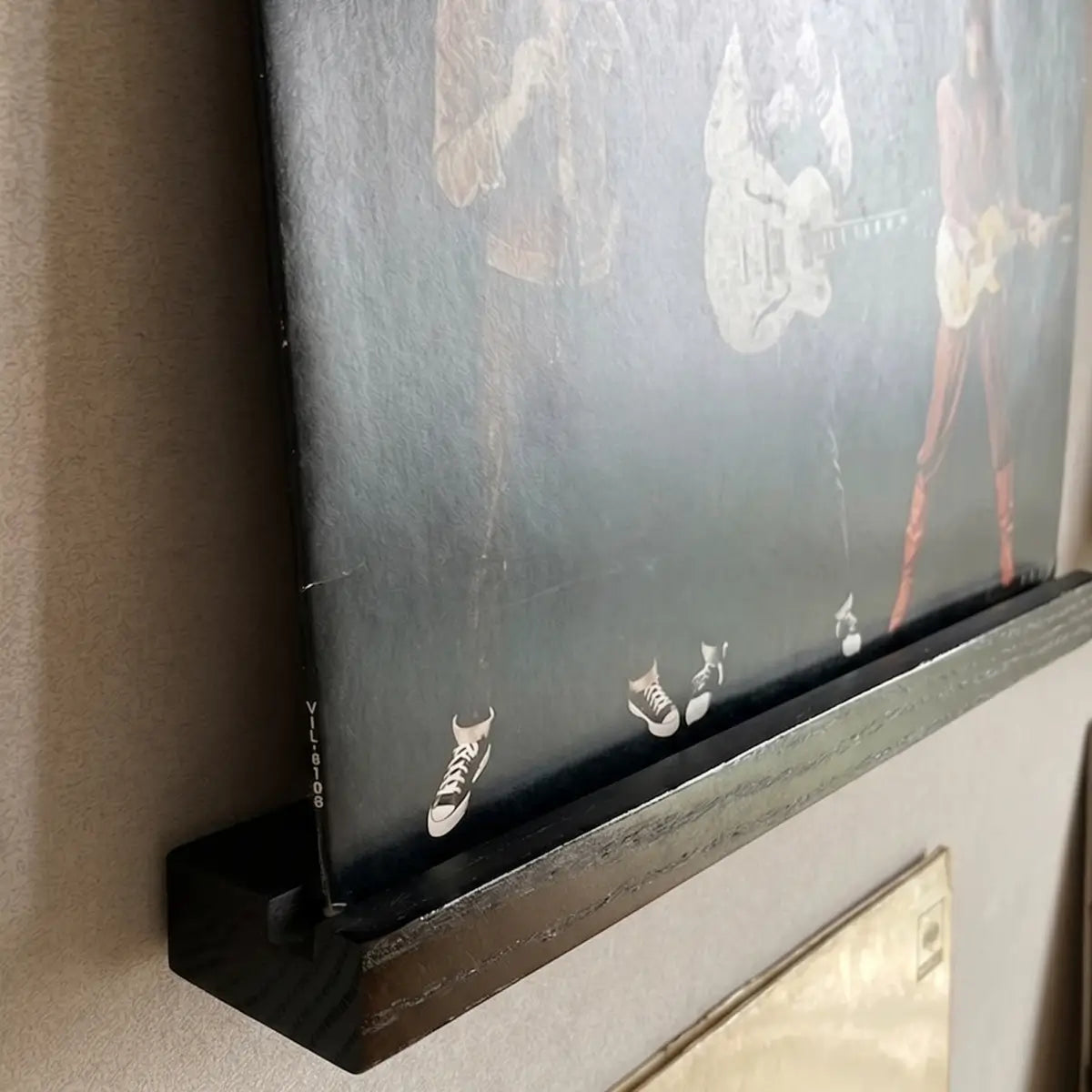 Solid Wood Picture Ledge Shelf for Vinyl Records, Framed Art & Photo Display