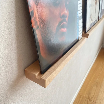 Solid Wood Picture Ledge Shelf for Vinyl Records, Framed Art & Photo Display