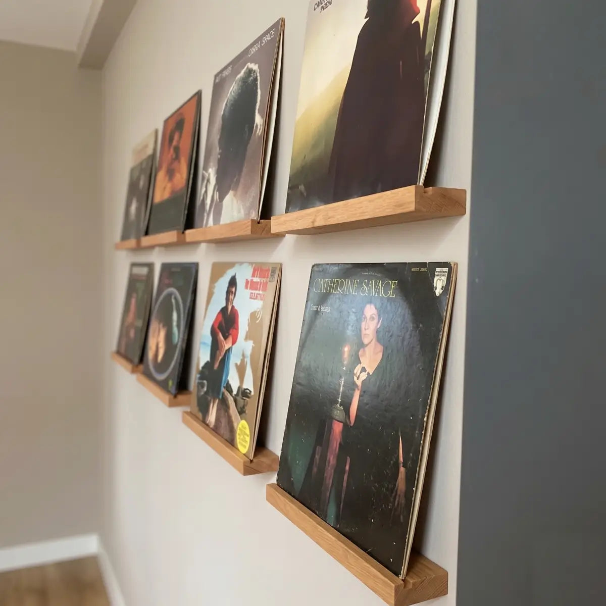 Solid Wood Picture Ledge Shelf for Vinyl Records, Framed Art & Photo Display
