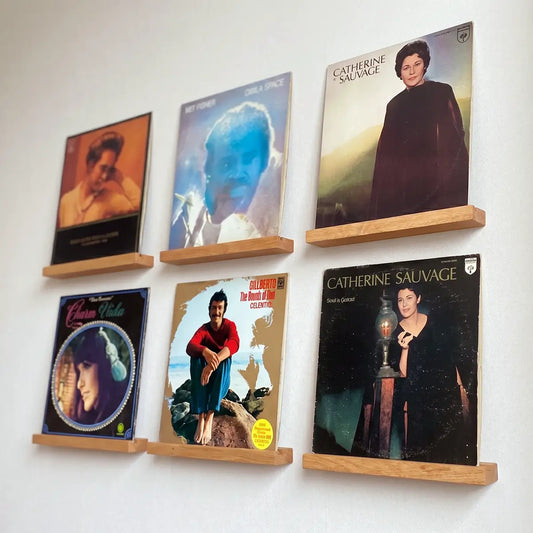 Solid Wood Picture Ledge Shelf for Vinyl Records, Framed Art & Photo Display