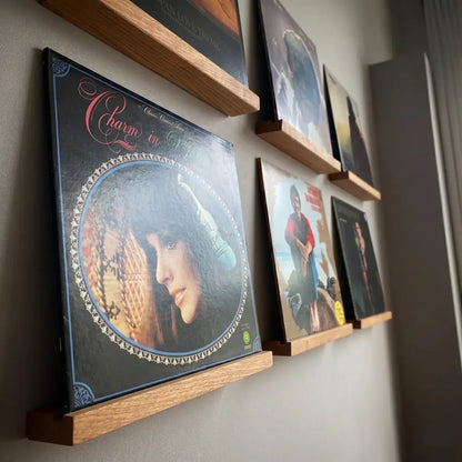 Solid Wood Picture Ledge Shelf for Vinyl Records, Framed Art & Photo Display