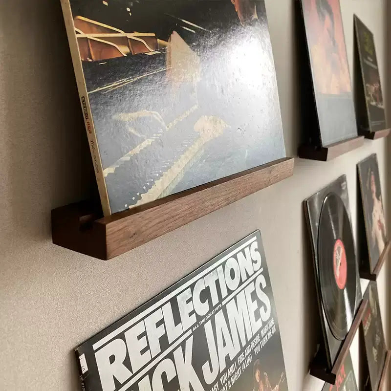 Solid Wood Picture Ledge Shelf for Vinyl Records, Framed Art & Photo Display