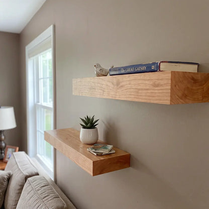 Solid Wood Straight Edge Floating Shelf