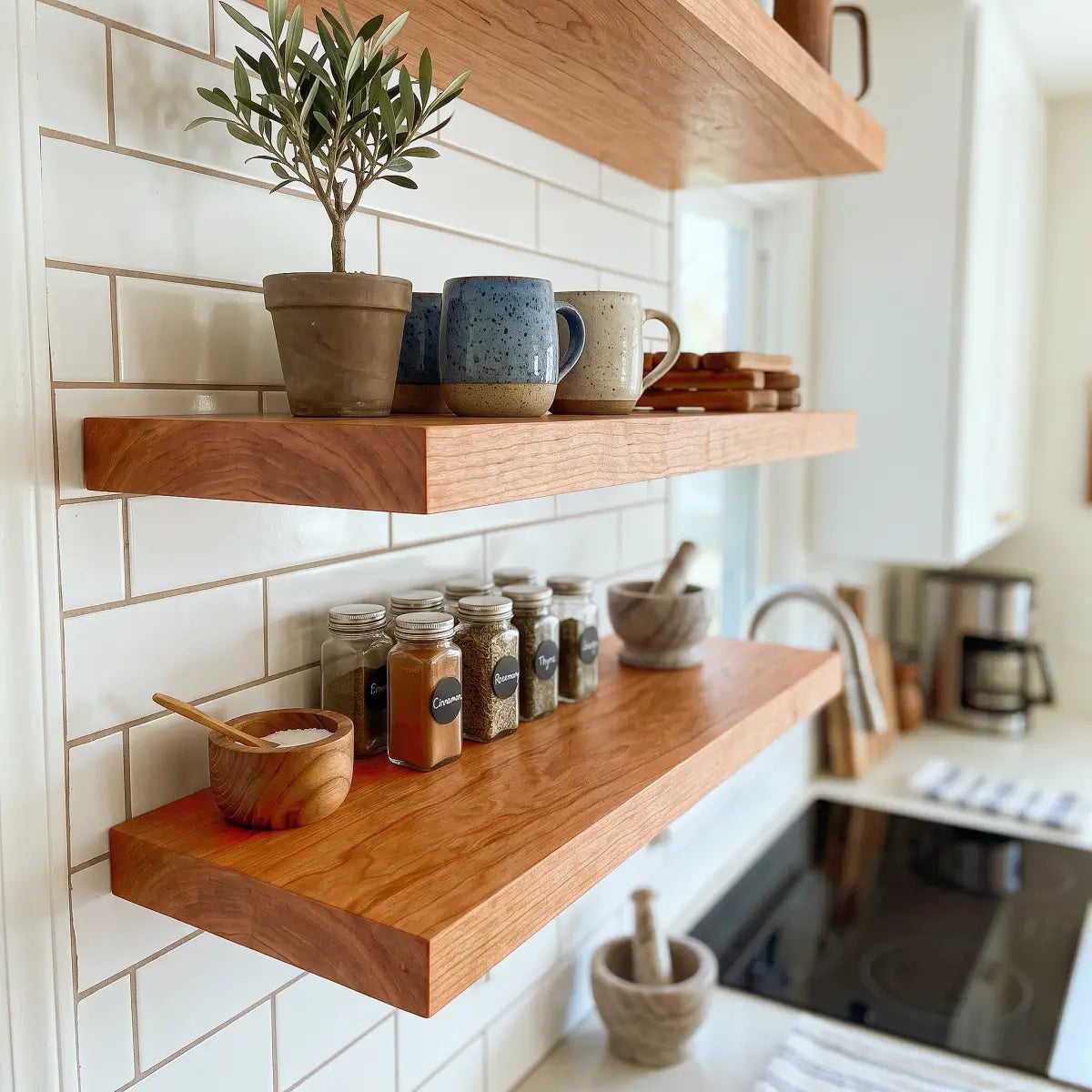 Solid Wood Straight Edge Floating Shelf