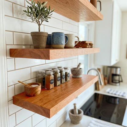 Solid Wood Straight Edge Floating Shelf