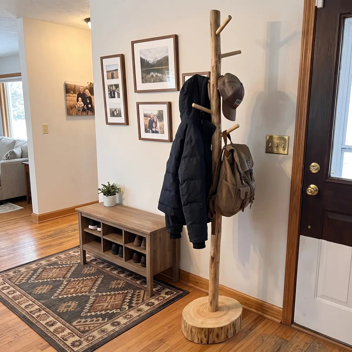 Solid Wood Tree Coat Rack