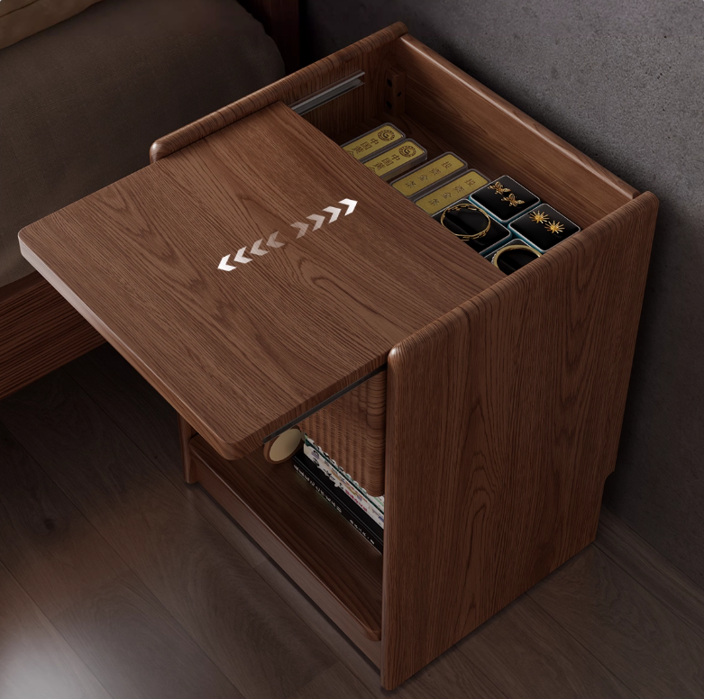 Solid Wood Nightstand with Hidden Storage