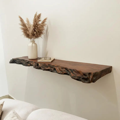 Rustic Live Edge Solid Wood Floating Shelf