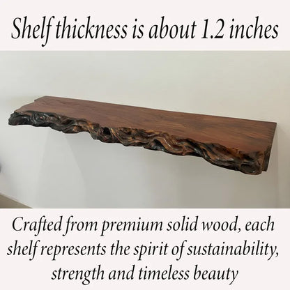 Rustic Live Edge Solid Wood Floating Shelf