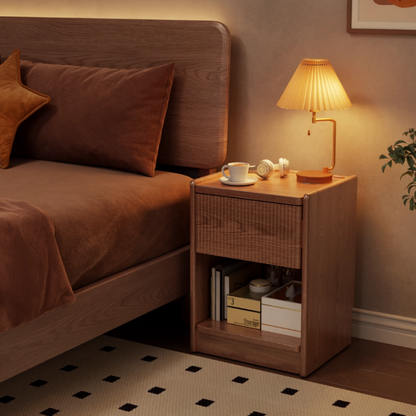 Solid Wood Nightstand with Hidden Storage