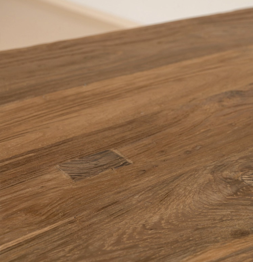 Solid Elm Wood Dining Table | Rustic Pedestal Dining Table