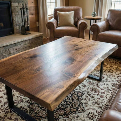 Live Edge Coffee Table & Side Table | Solid Wood Table with Steel Legs