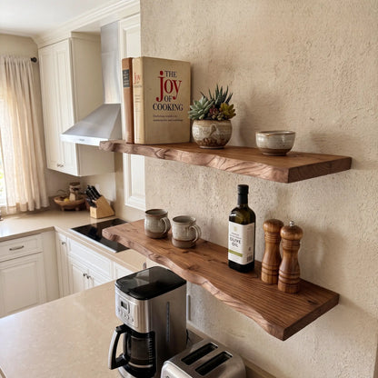 Solid Elm Wood Floating Shelf