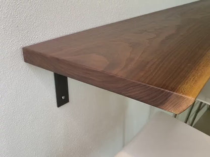 Live Edge Wall-Mounted Folding Table, Solid Wood Floating Desk for Small Spaces