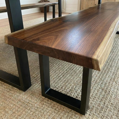 Live Edge Dining Table & Bench Set | Solid Wood Farmhouse Dining Set