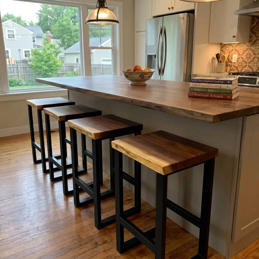 Industrial Solid Wood Bar Stool | Counter Stool & Dining Stool